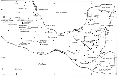 Carte 
des sites archologiques du Mexique